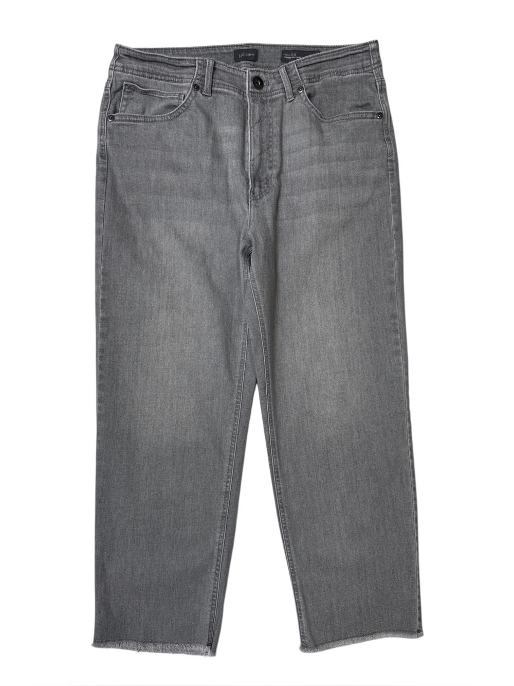 {J. Jill} "High Rise Straight Leg Crop" Gray Stovepipe Raw Hem Jeans WJ510